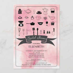 Moderna acuarela Cocina Nodal Ducha Invitación