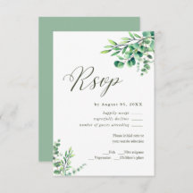 Moderna acuarela Eucalyptus Greenery Wedding RSVP