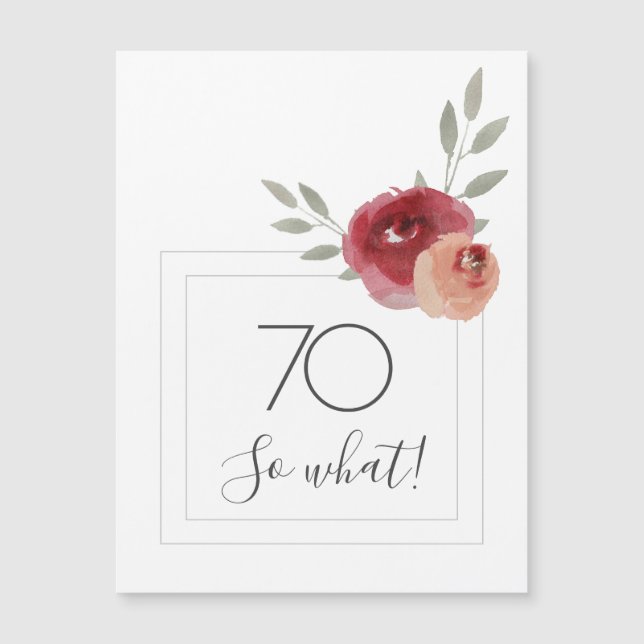 Moderna acuarela Floral 70.º imán de cumpleaños (Anverso)