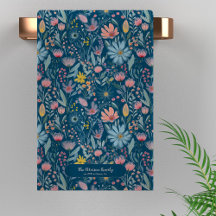 Moderna acuarela floral nombre familiar personaliz