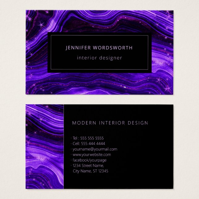 Moderna acuarela profesional Agate Geode púrpura (Anverso y reverso)