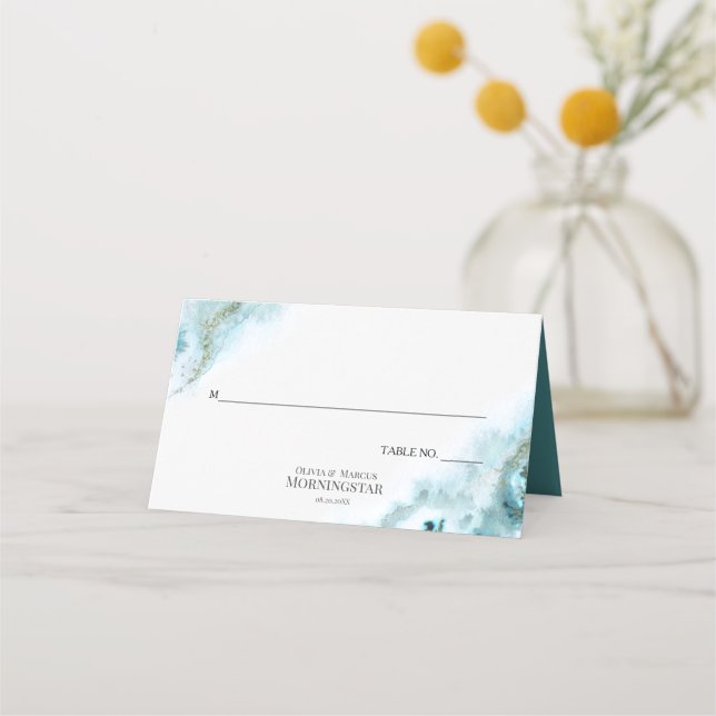 Moderna acuarela Verde azulada Moss Agate Menu (Anverso)