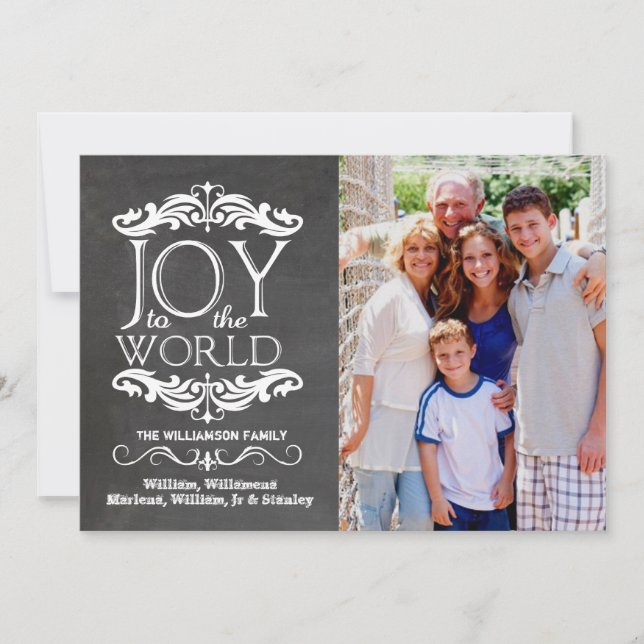 Moderna Alegría De Chalkboard A La Tarjeta Fotográ (Anverso)