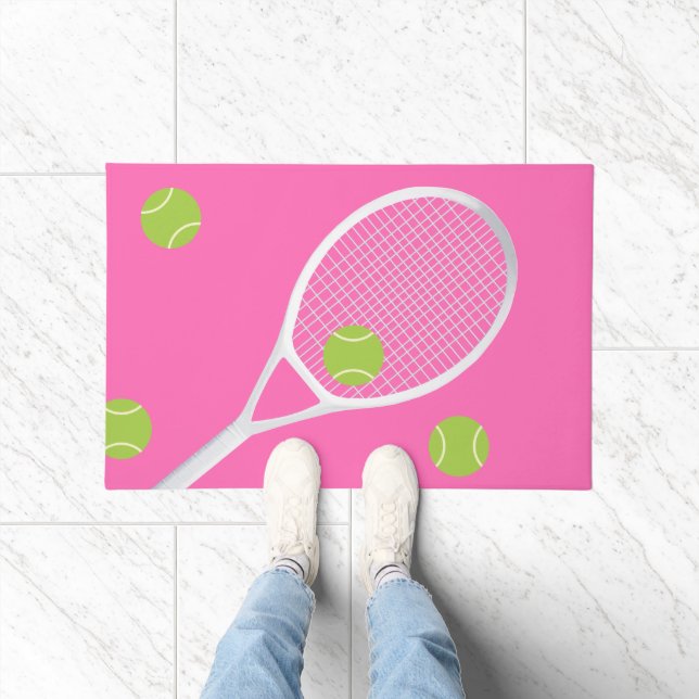 Moderna alfombra de raqueta de tenis rosa caliente (Interior)