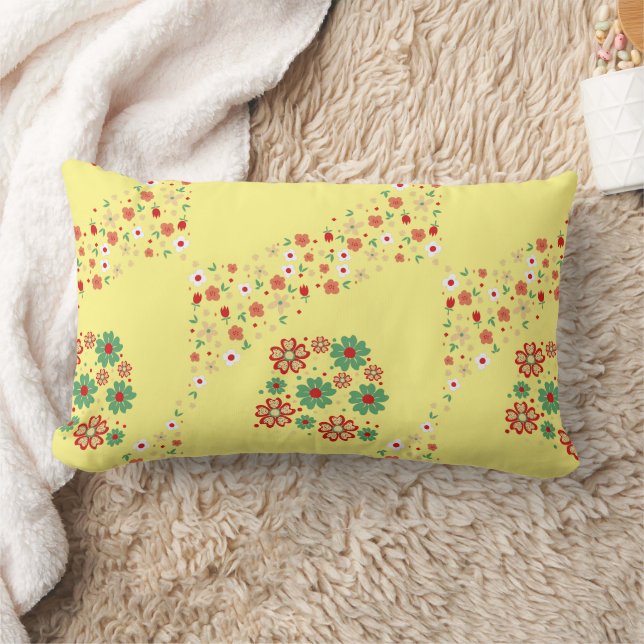 Moderna almohada contemporánea floral amarilla lum (Manta)