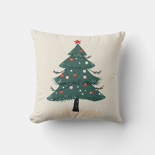 Moderna almohada de árbol de Navidad Evergreen de  (Anverso)