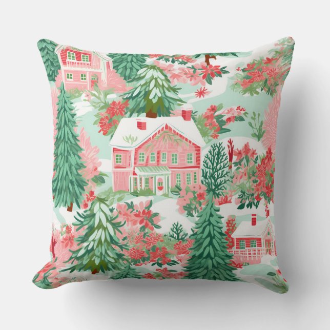 Moderna almohada de invierno con copo de nieve - N (Anverso)