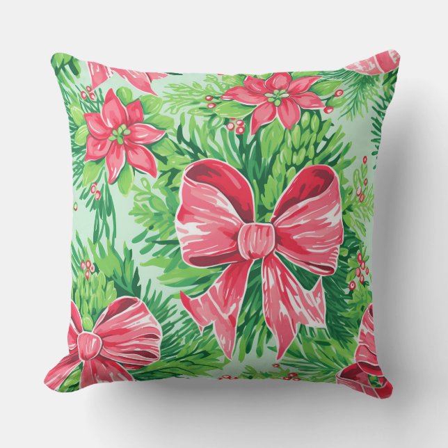 Moderna almohada de invierno con copo de nieve - N (Anverso)