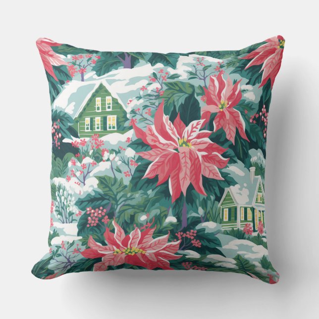 Moderna almohada de invierno con copo de nieve - N (Anverso)