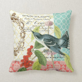 Moderna almohada de pájaro francés vintage