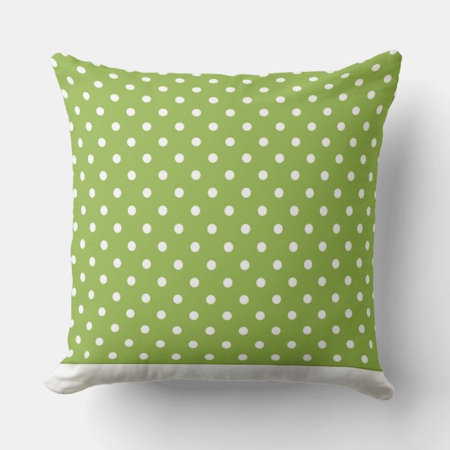 Moderna almohada de punto verde con puntos blancos (Anverso)