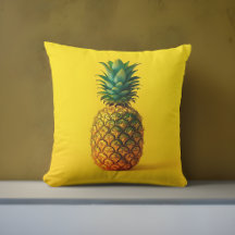 Moderna almohada exterior amarilla de piña | Tropi