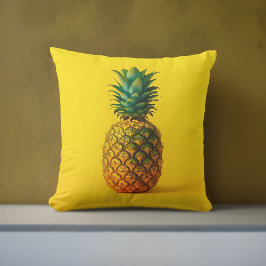 Moderna almohada exterior amarilla de piña | Tropi