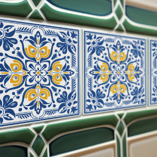 Moderna Azulejo Azul Amarillo Portugal Lisboa