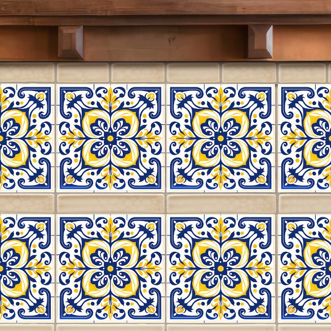 Moderna Azulejo Azul Amarillo Portugal Lisboa (Subido por el creador)