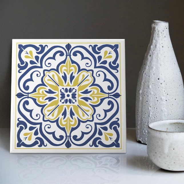 Moderna Azulejo Azul Amarillo Portugal Lisboa (Subido por el creador)
