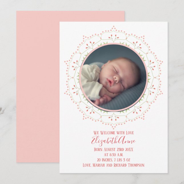 Moderna Baby Girl Rubor Rosa Simple Elegante (Anverso / Reverso)