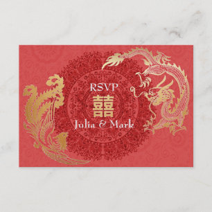 Moderna Boda Dragón-Fénix China RSVP Red