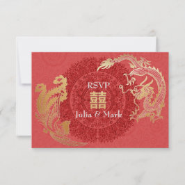 Moderna Boda Dragón-Fénix China RSVP Red