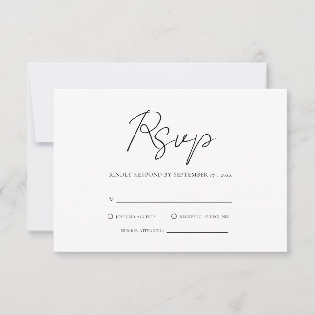 Moderna boda Minimalista RSVP (Anverso)