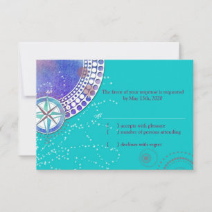 Moderna boda náutica turquesa RSVP