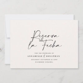 Moderna boda Reserva la fecha crema negro Guardar
