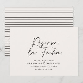 Moderna boda Reserva la fecha crema negro Guardar