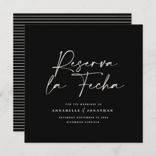 Moderna boda Reserva la fecha crema negro Guardar 