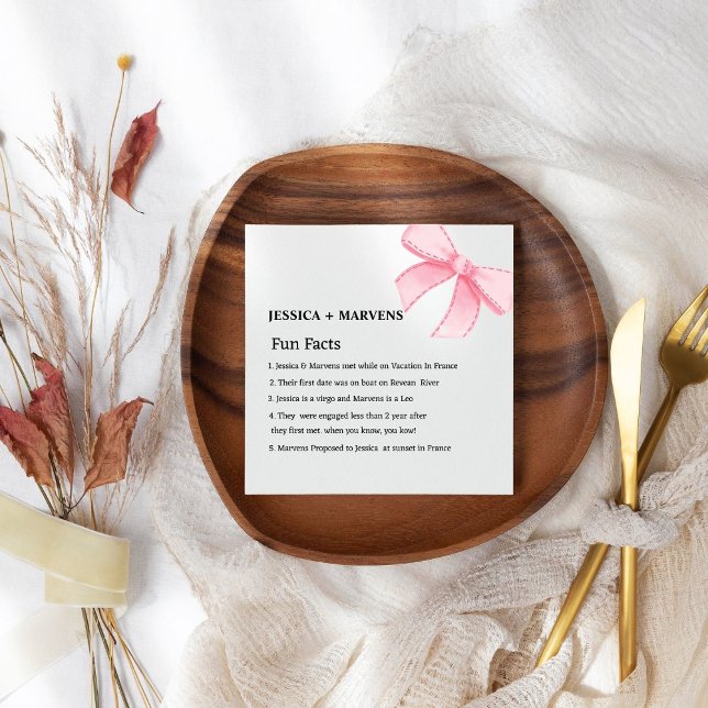 Moderna Bow rosa datos divertidos bodas servilleta (Subido por el creador)