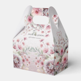 Moderna caja de Favor Floral Blanca Rosa