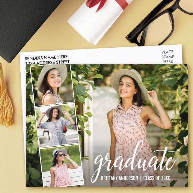 Moderna caligrafía 4 Invitación de graduación foto (Subido por el creador)