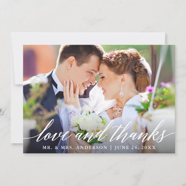 Moderna caligrafía Amor y agradecimiento Boda (Anverso)