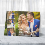 Moderna caligrafía Boda 4 Nota de Collage de fotos<br><div class="desc">Moderna Elegante Caligrafía Script Boda 4 Collage de fotos Gracias Tarjeta De Nota</div>