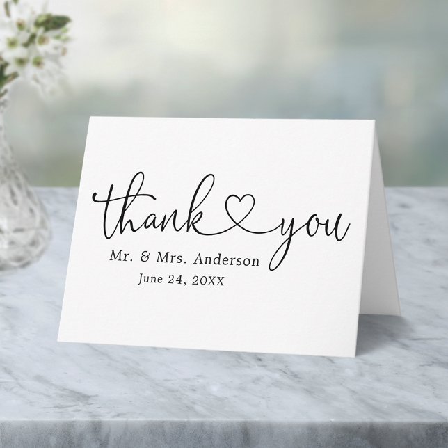 Moderna caligrafía Boda del corazón Nota plegada (Customize to change your personalized text size or text style.)