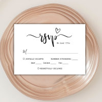 Moderna caligrafía del corazón del Boho Boda RSVP