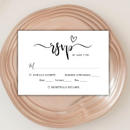 Moderna caligrafía del corazón del Boho Boda RSVP
