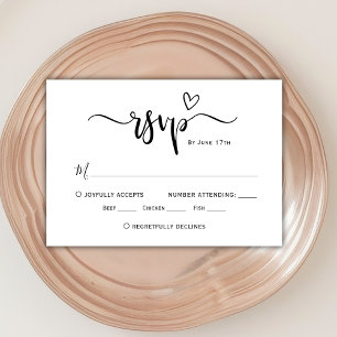 Moderna caligrafía del corazón del Boho Boda RSVP