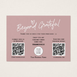 Moderna caligrafía elegante código QR tarjeta de a