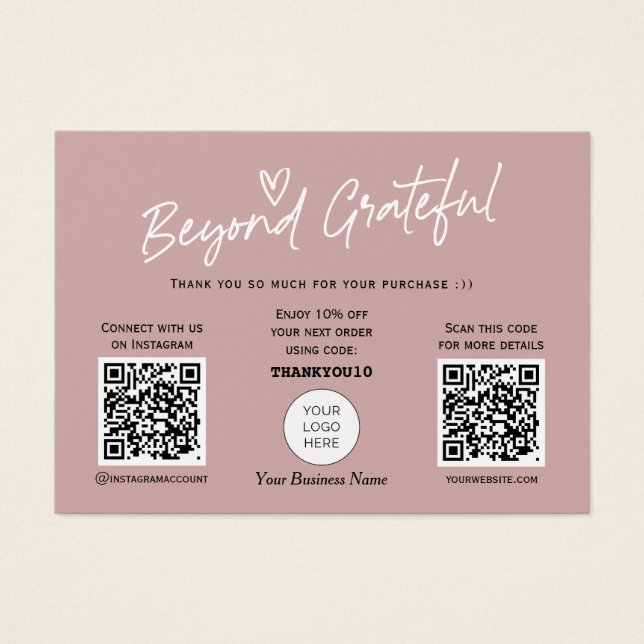 Moderna caligrafía elegante código QR tarjeta de a (Frente)