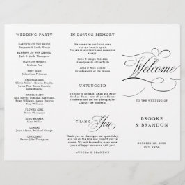 Moderna caligrafía programa de boda eterna en negr