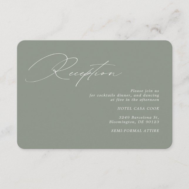 Moderna caligrafía Recepción de boda de sabio verd (Anverso)