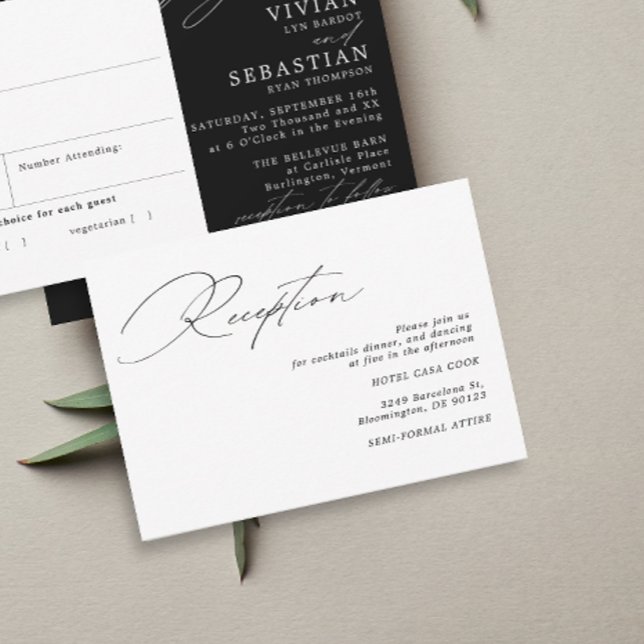 Moderna caligrafía recepción de la boda blanca neg (Subido por el creador)