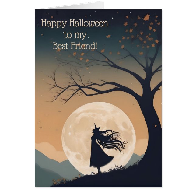 Moderna carta de halloween de la luz de la luna me (Frente)