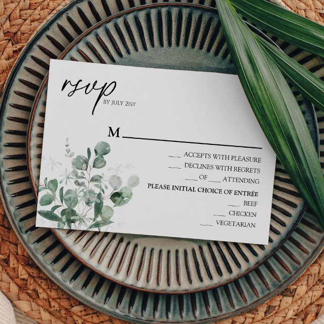 Moderna carta verde Boda blanco RSVP (Subido por el creador)