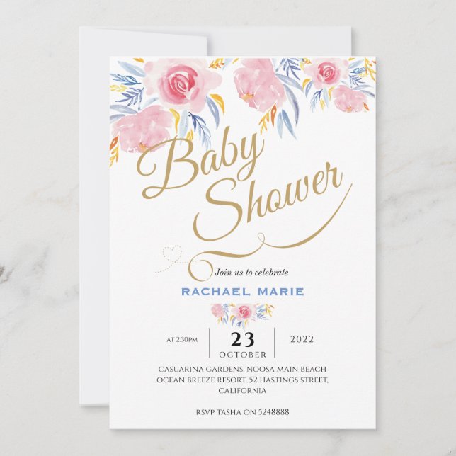 Moderna chica elegante de invitaciones a la ducha  (Anverso)