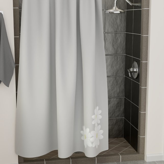Moderna cortina de ducha gris Motif de margarita b (A pretty gray and white daisy shower curtain just for you)