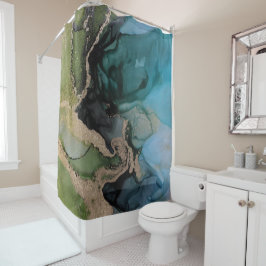 Moderna cortina de ducha verde verde Verde azulada