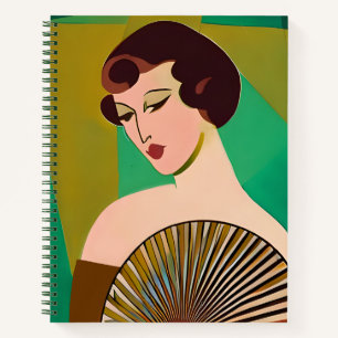 Moderna dama de arte con un diario de fans