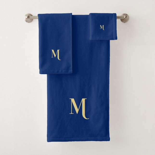 Moderna elegancia Faux Gold Monogramed Navy Blue (In situ)