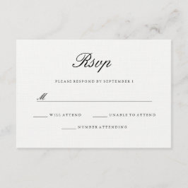 Moderna Elegante Tarjeta de RSVP de Boda Blanca y